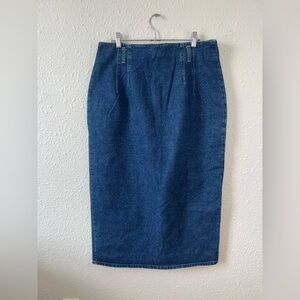 Vintage St. John’s Bay Denim Midi Skirt | 90s | Size 16